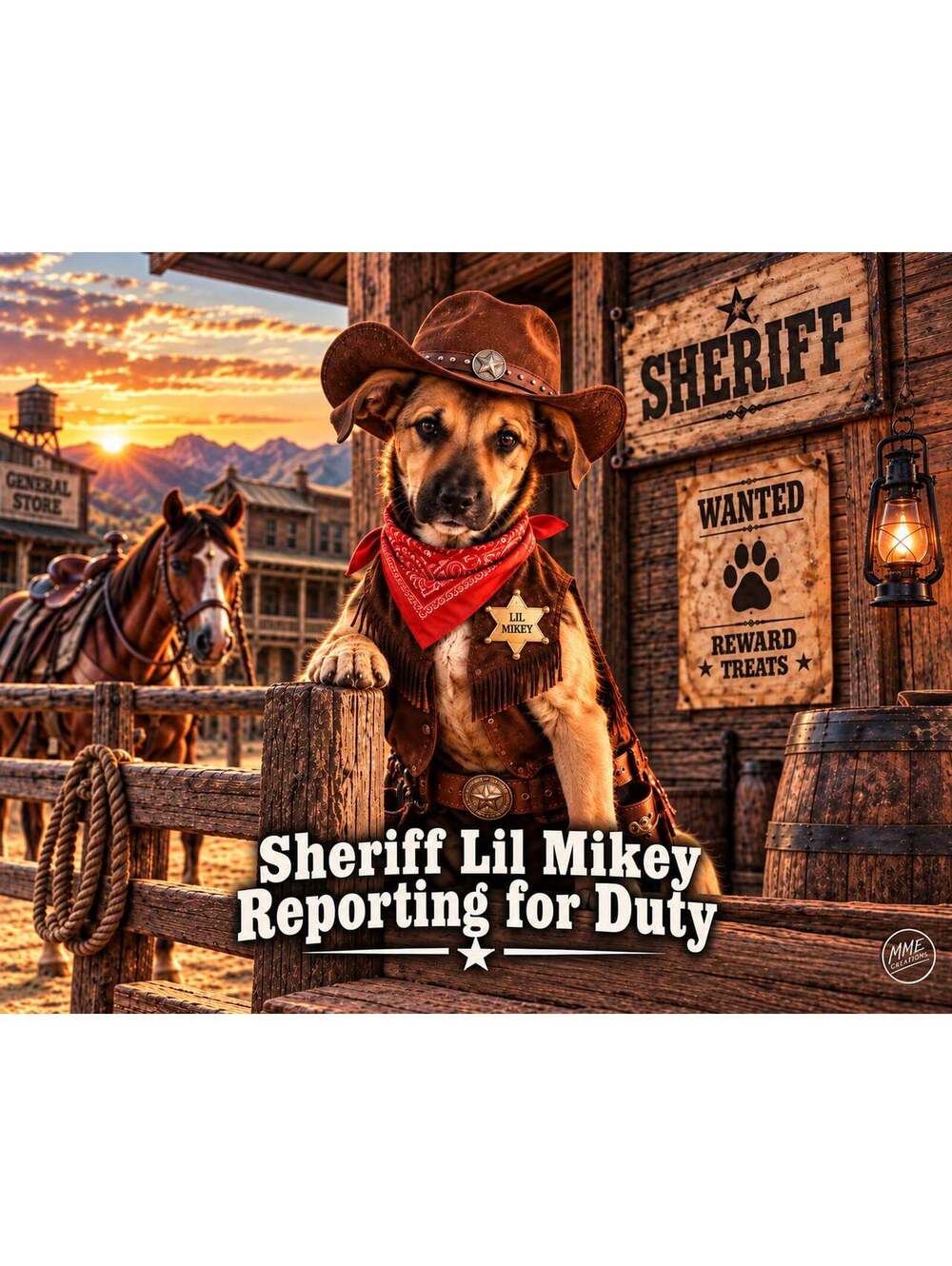 4836 Pet Pics Turn Your Dog Into a Cowboy –Sheriff Custom 8x10 Print